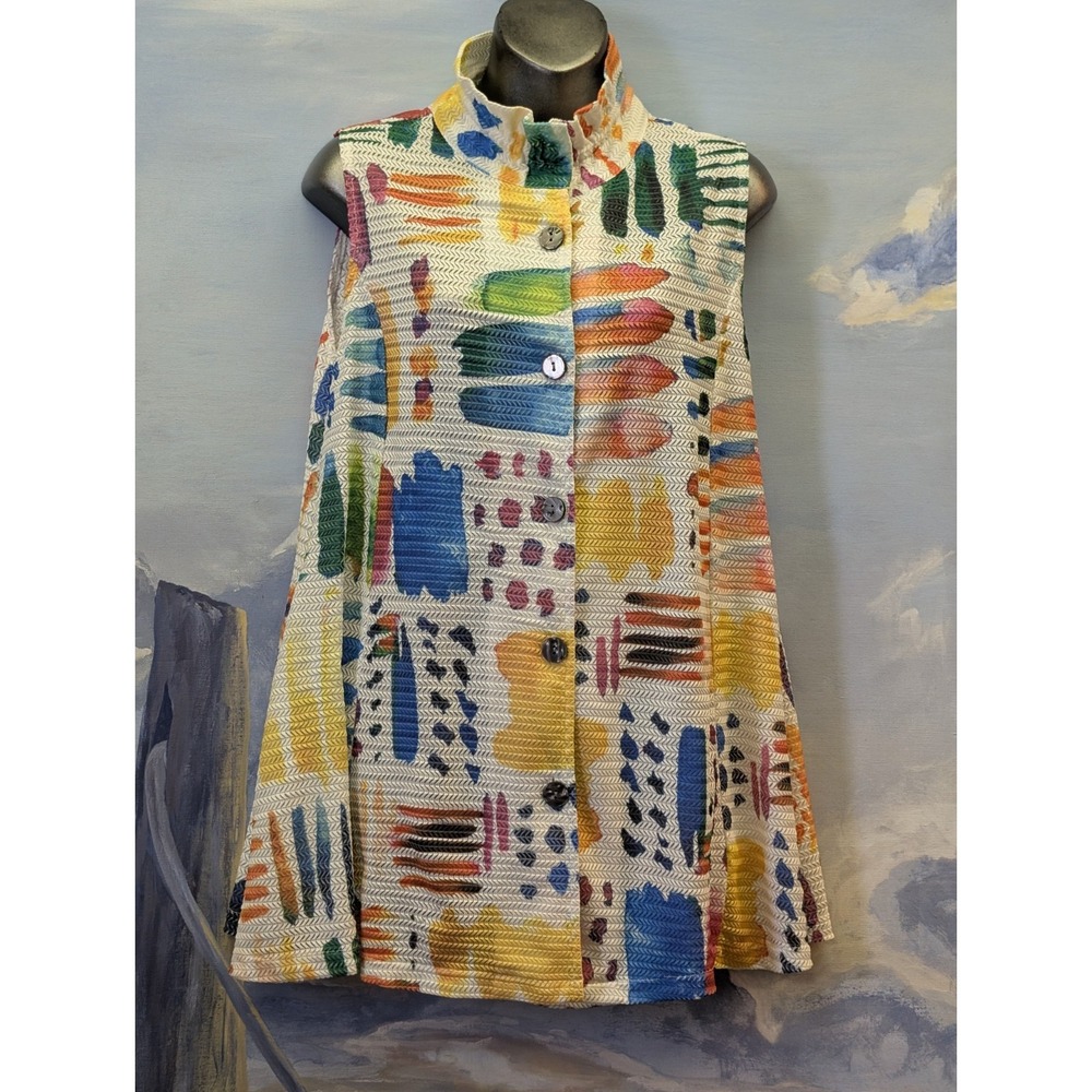 NEW! DAMEE M Brush Strokes Sleeveless Tunic With Pockets $165